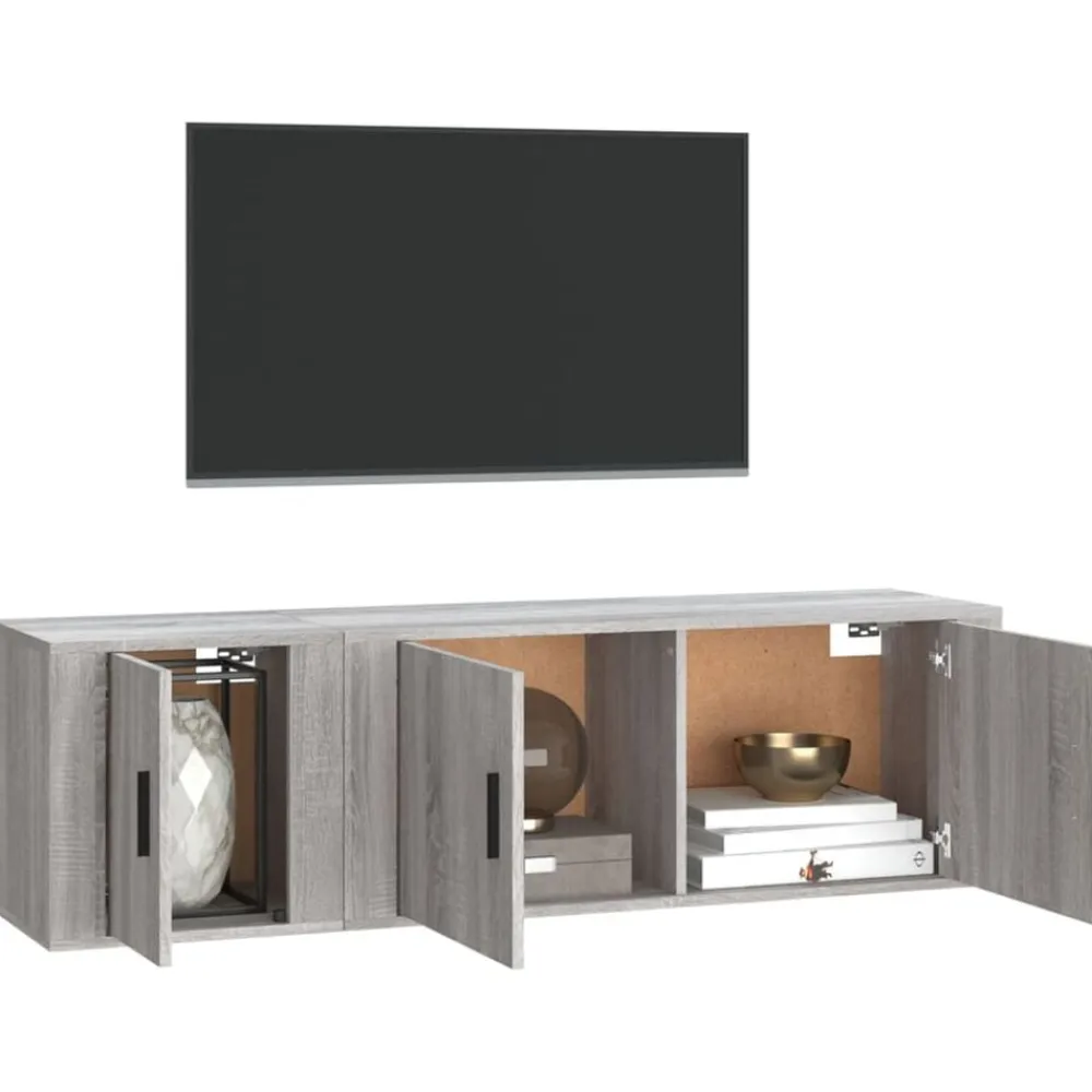 vidaXL Set de muebles para TV 2 pzas madera contrachapada Gris sonoma Discount