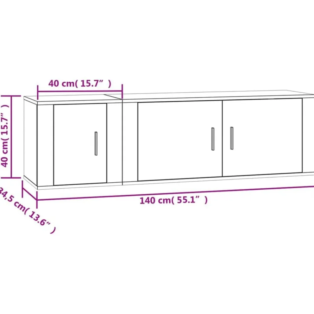 vidaXL Set de muebles para TV 2 pzas madera contrachapada Gris sonoma Discount