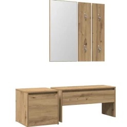 vidaXL Set de muebles recibidor madera contrachapada roble artesanal Roble artisan