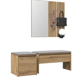 vidaXL Set de muebles recibidor madera contrachapada roble artesanal Roble artisan