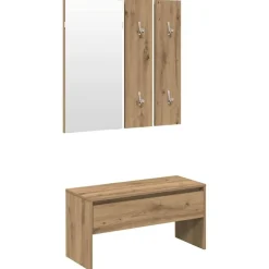 vidaXL Set de muebles recibidor madera contrachapada roble artesanal Roble artisan