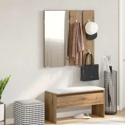 vidaXL Set de muebles recibidor madera contrachapada roble artesanal Roble artisan