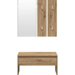 vidaXL Set de muebles recibidor madera contrachapada roble artesanal Roble artisan