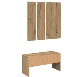 vidaXL Set de muebles recibidor madera contrachapada roble artesanal Roble artisan