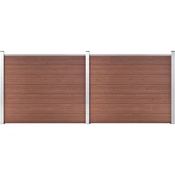 vidaXL Set de panel de valla WPC marrón 353x146 cm Marr&oacute;n