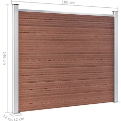 vidaXL Vallas De Jardín-Set de panel de valla WPC marrón 526x146 cm