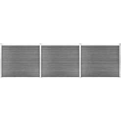 vidaXL Set de panel de valla WPC 526x146 cm Gris Clearance