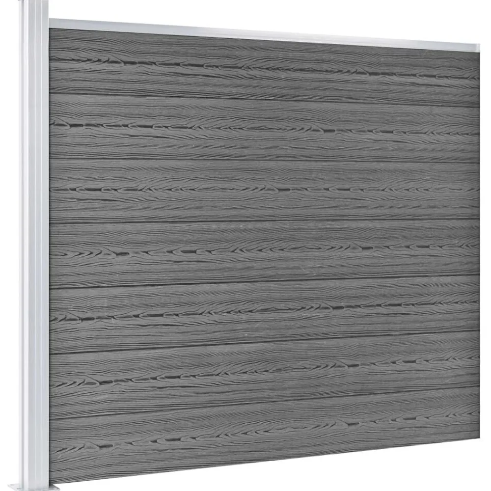 vidaXL Set de panel de valla WPC 526x146 cm Gris Clearance