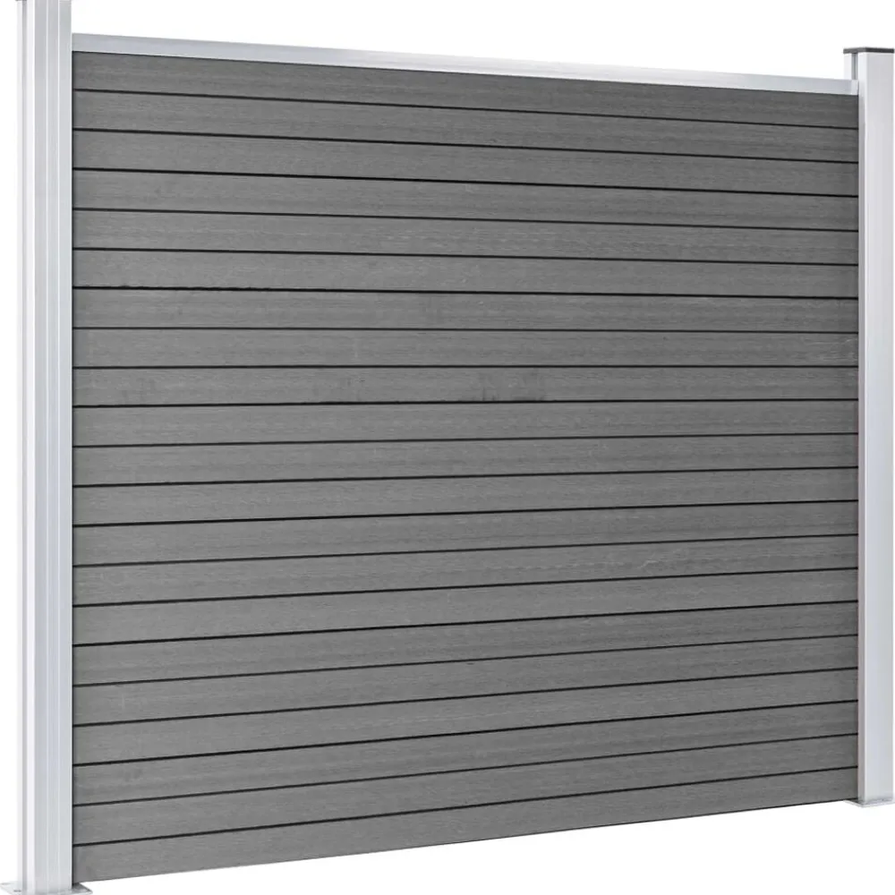 vidaXL Set de panel de valla WPC 526x146 cm Gris Clearance