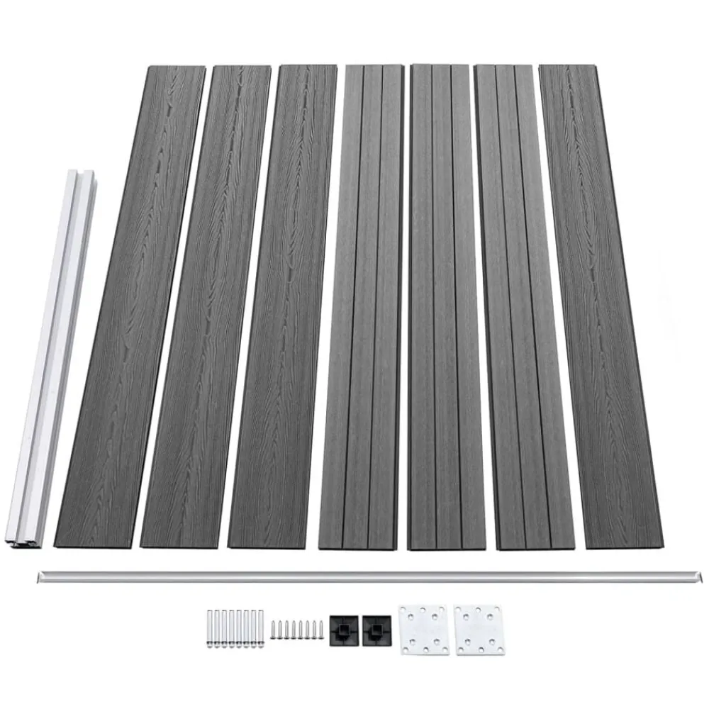 vidaXL Set de panel de valla WPC 526x146 cm Gris Clearance