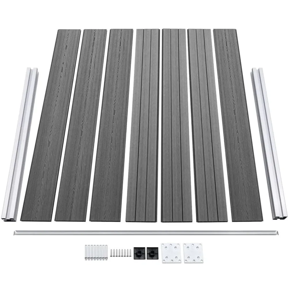 vidaXL Set de panel de valla WPC 526x146 cm Gris Clearance