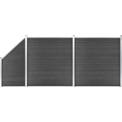 vidaXL Set de paneles de valla WPC 446x(105-186) cm Negro Discount
