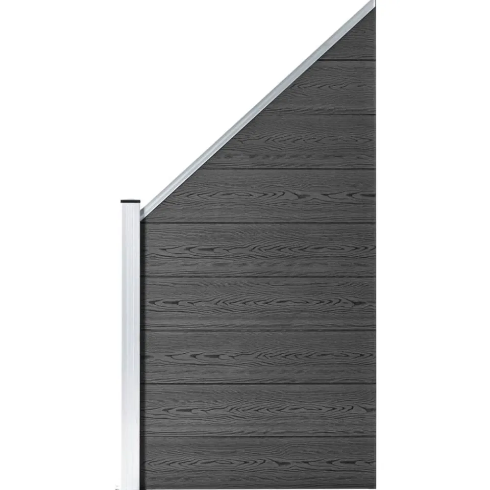 vidaXL Set de paneles de valla WPC 446x(105-186) cm Negro Discount