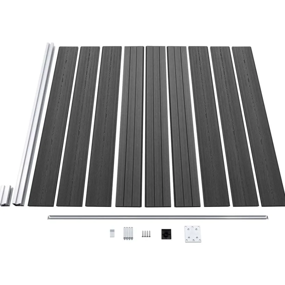 vidaXL Set de paneles de valla WPC 446x(105-186) cm Negro Discount