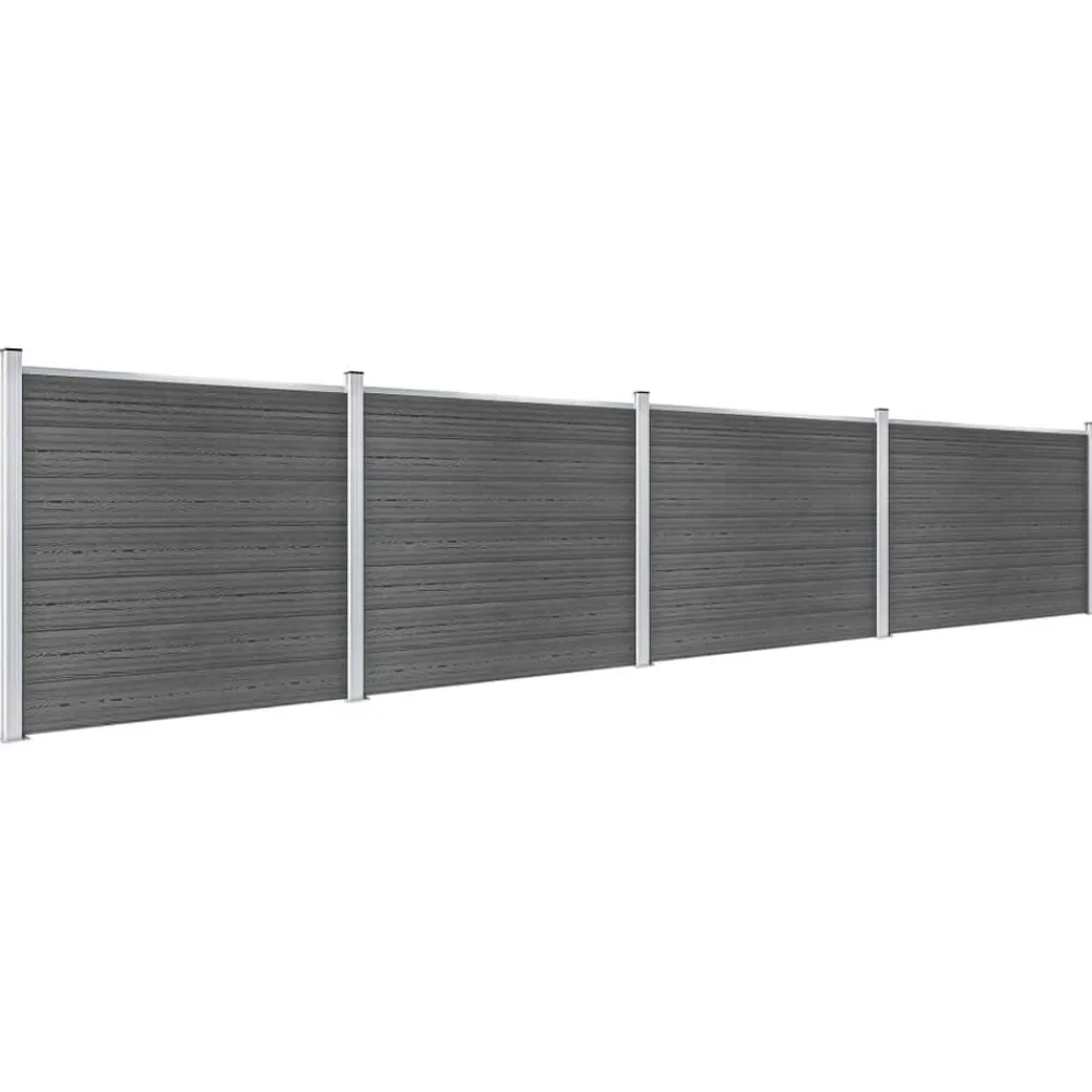 vidaXL Set de paneles de valla WPC 699x146 cm Negro Clearance