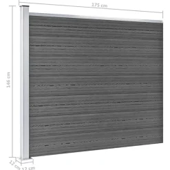 vidaXL Set de paneles de valla WPC 699x146 cm Negro Clearance