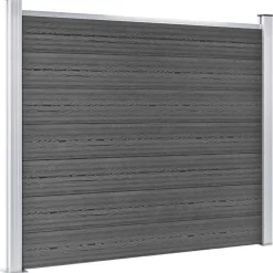 vidaXL Set de paneles de valla WPC 699x146 cm Negro Clearance