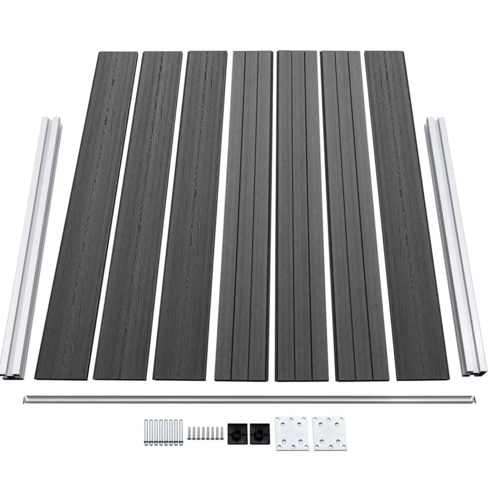 vidaXL Set de paneles de valla WPC 699x146 cm Negro Clearance