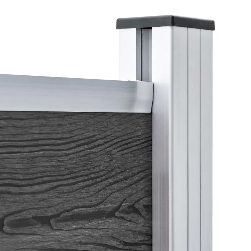 vidaXL Set de paneles de valla WPC 699x146 cm Negro Clearance