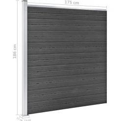 vidaXL Set de paneles de valla WPC 792x(105-186) cm Negro New