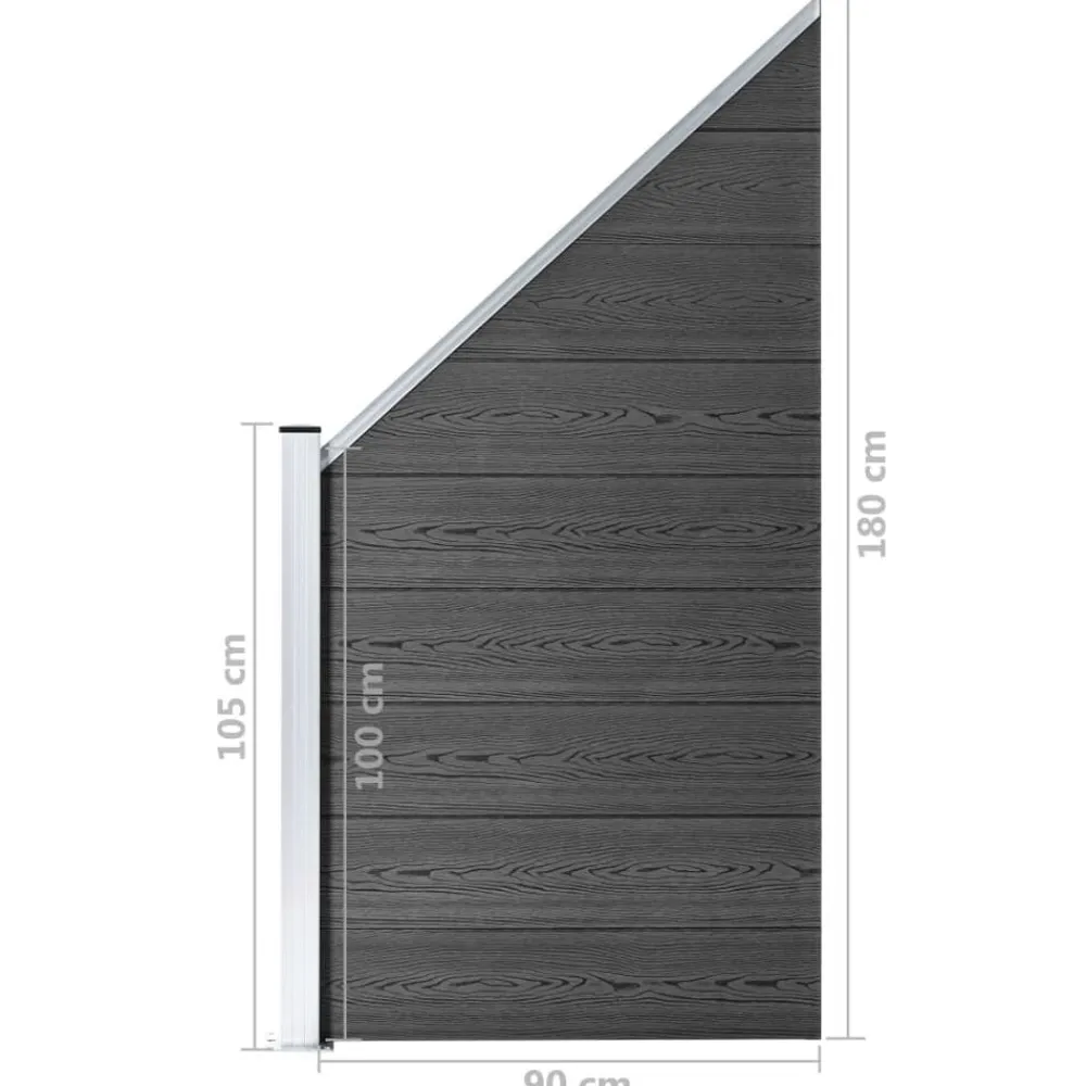 vidaXL Set de paneles de valla WPC 1311x(105-186) cm Negro New
