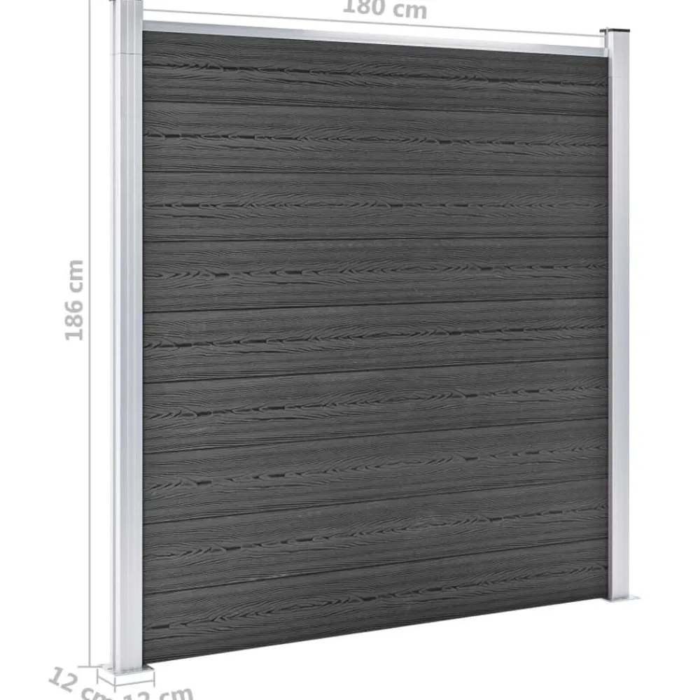 vidaXL Set de paneles de valla WPC 1311x(105-186) cm Negro New