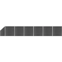 vidaXL Set de paneles de valla WPC 1138x(105-186) cm Negro