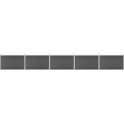 vidaXL Set de paneles de valla WPC 872x105 cm Negro Outlet