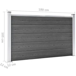vidaXL Set de paneles de valla WPC 872x105 cm Negro Outlet