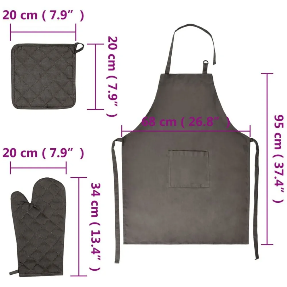 vidaXL Set de paños manoplas horno agarradores 15 pzas algodón Negro Hot