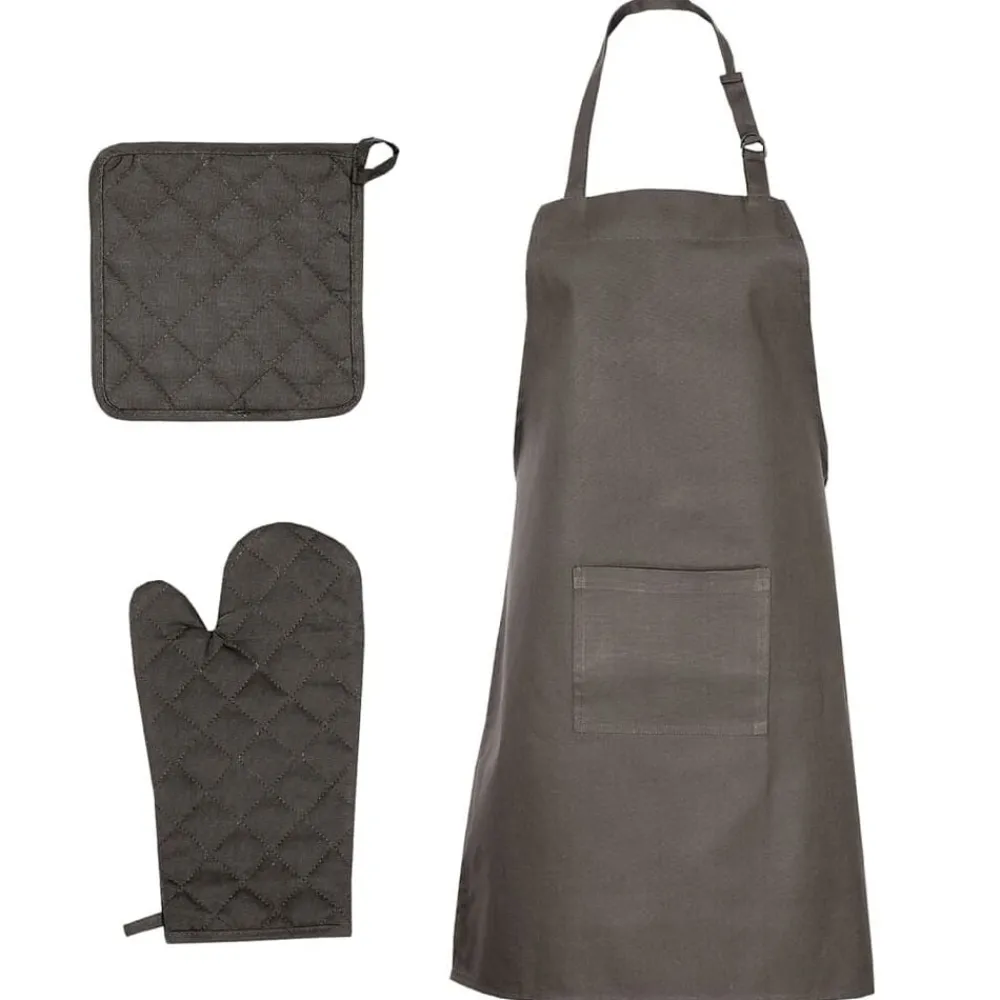 vidaXL Set de paños manoplas horno agarradores 15 pzas algodón Negro Hot
