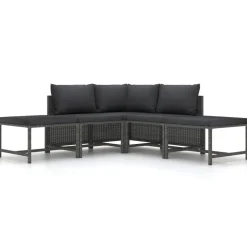 vidaXL Muebles De Jardín-Set de sofá de jardín 5 piezas con cojines ratán sintético