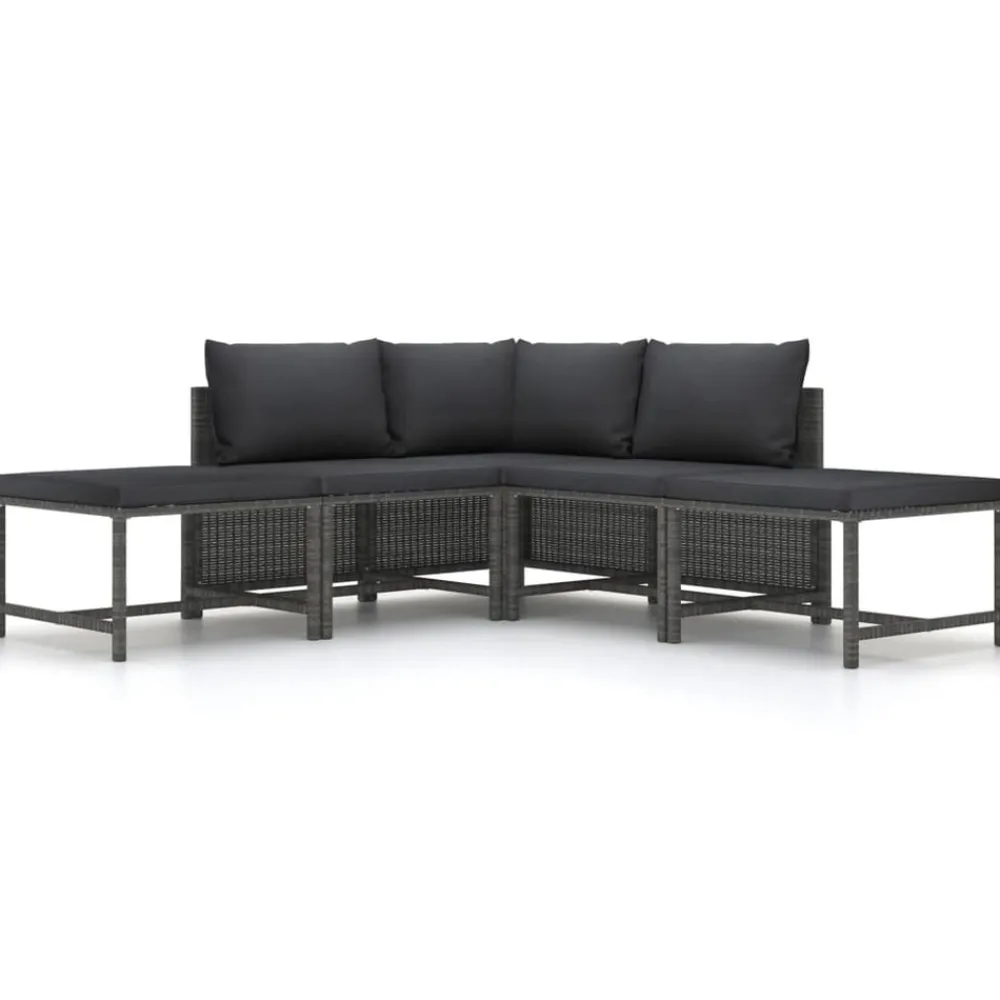 vidaXL Muebles De Jardín-Set de sofá de jardín 5 piezas con cojines ratán sintético
