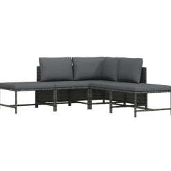 vidaXL Muebles De Jardín-Set de sofá de jardín 5 piezas con cojines ratán sintético