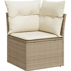 vidaXL Muebles De Jardín-Set de sofás de jardín y cojines 8 piezas ratán sintético beige