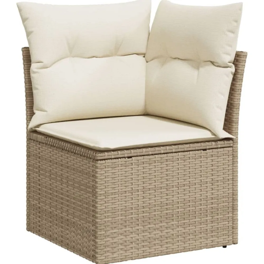 vidaXL Muebles De Jardín-Set de sofás de jardín y cojines 8 piezas ratán sintético beige