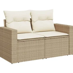 vidaXL Muebles De Jardín-Set de sofás de jardín y cojines 8 piezas ratán sintético beige