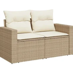 vidaXL Muebles De Jardín-Set de sofás de jardín y cojines 8 piezas ratán sintético beige