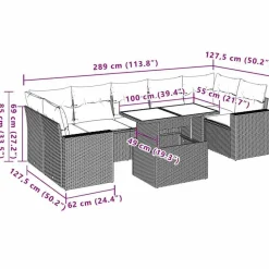 vidaXL Muebles De Jardín-Set de sofás de jardín y cojines 8 piezas ratán sintético beige