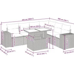 vidaXL Set de sofás de jardín 7 pzas con cojines ratán sintético Gris Online