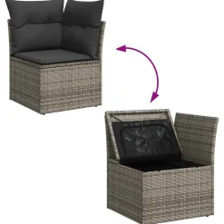 vidaXL Set de sofás de jardín 7 pzas con cojines ratán sintético Gris Online