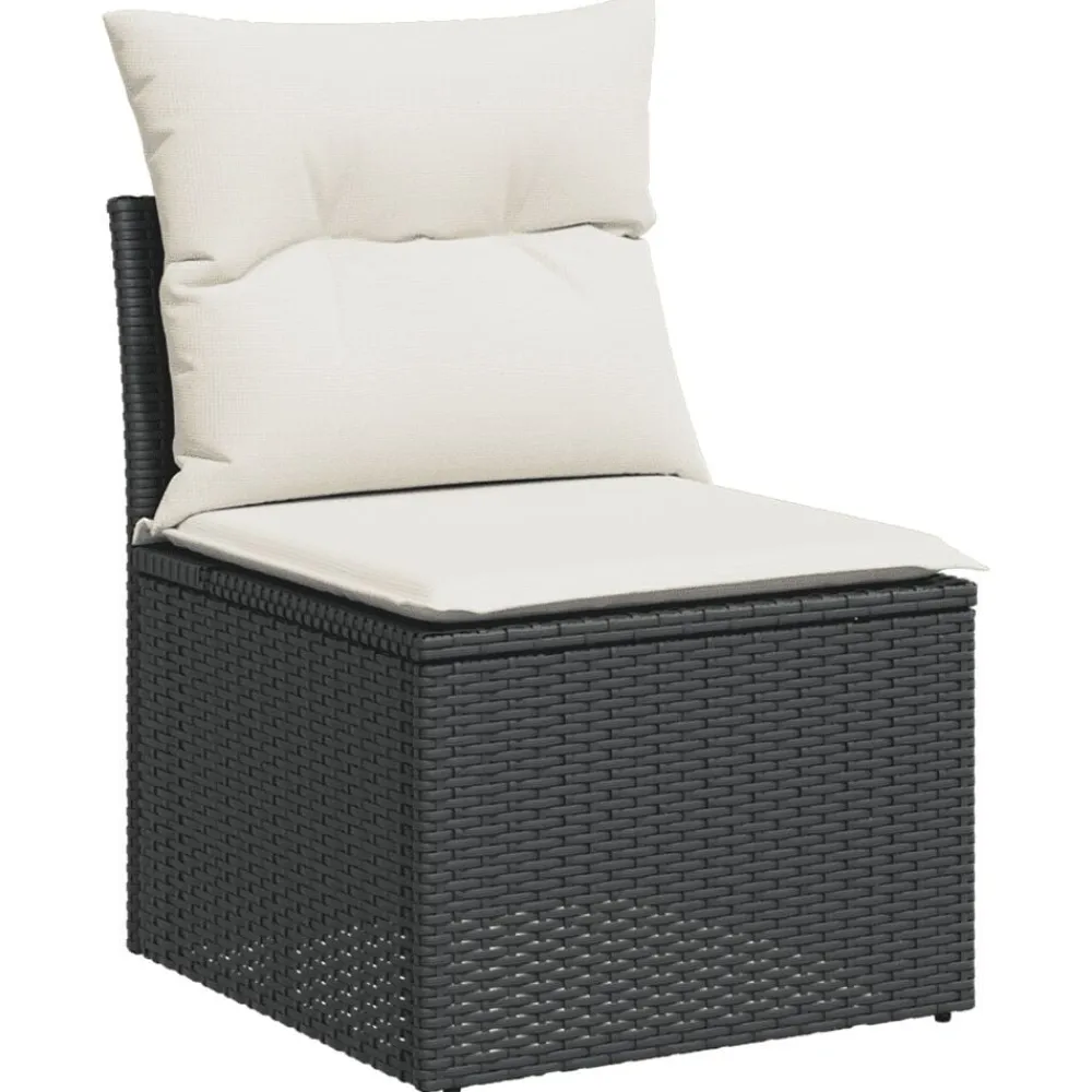 vidaXL Set de sofás de jardín 6 piezas y cojines ratán sintético negro Negro y crema Clearance