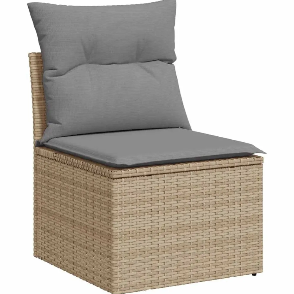 vidaXL Set de sofás de jardín con cojines 9 pzas ratán sintético beige beige y gris claro Outlet