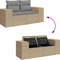 vidaXL Set de sofás de jardín con cojines 9 pzas ratán sintético beige beige y gris claro Outlet