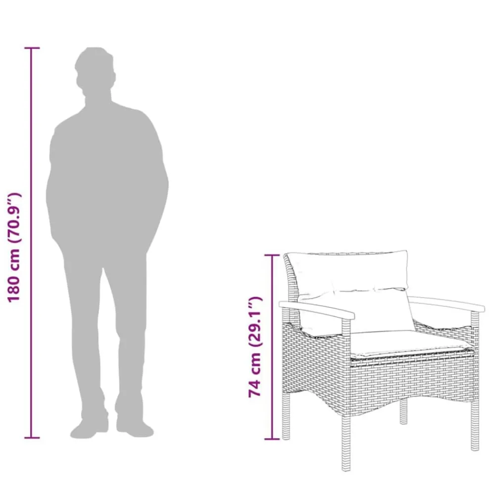 vidaXL Muebles De Jardín-Set de sofás de jardín con cojines 3 pzas ratán sintético