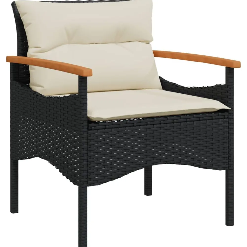 vidaXL Muebles De Jardín-Set de sofás de jardín con cojines 3 pzas ratán sintético