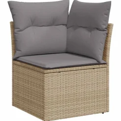 vidaXL Muebles De Jardín-Set de sofás de jardín y cojines 8 piezas ratán sintético beige
