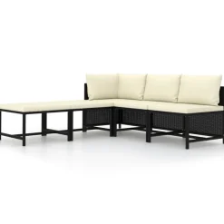 vidaXL Set de sofás de jardín 5 pzas y cojines ratán sintético Negro Discount