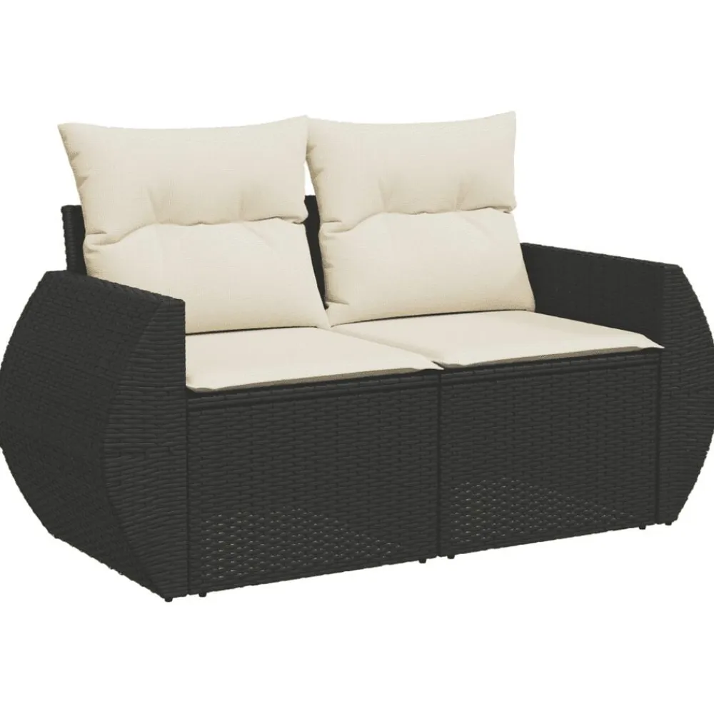 vidaXL Set de sofás de jardín 8 piezas y cojines ratán sintético negro Negro y crema