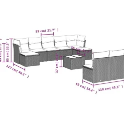 vidaXL Muebles De Jardín-Set de sofás de jardín 10 pzas con cojines ratán sintético